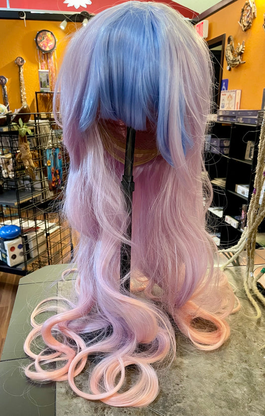 Ombre Pink And Blue Long Wig For Cosplay And Everyday Fun