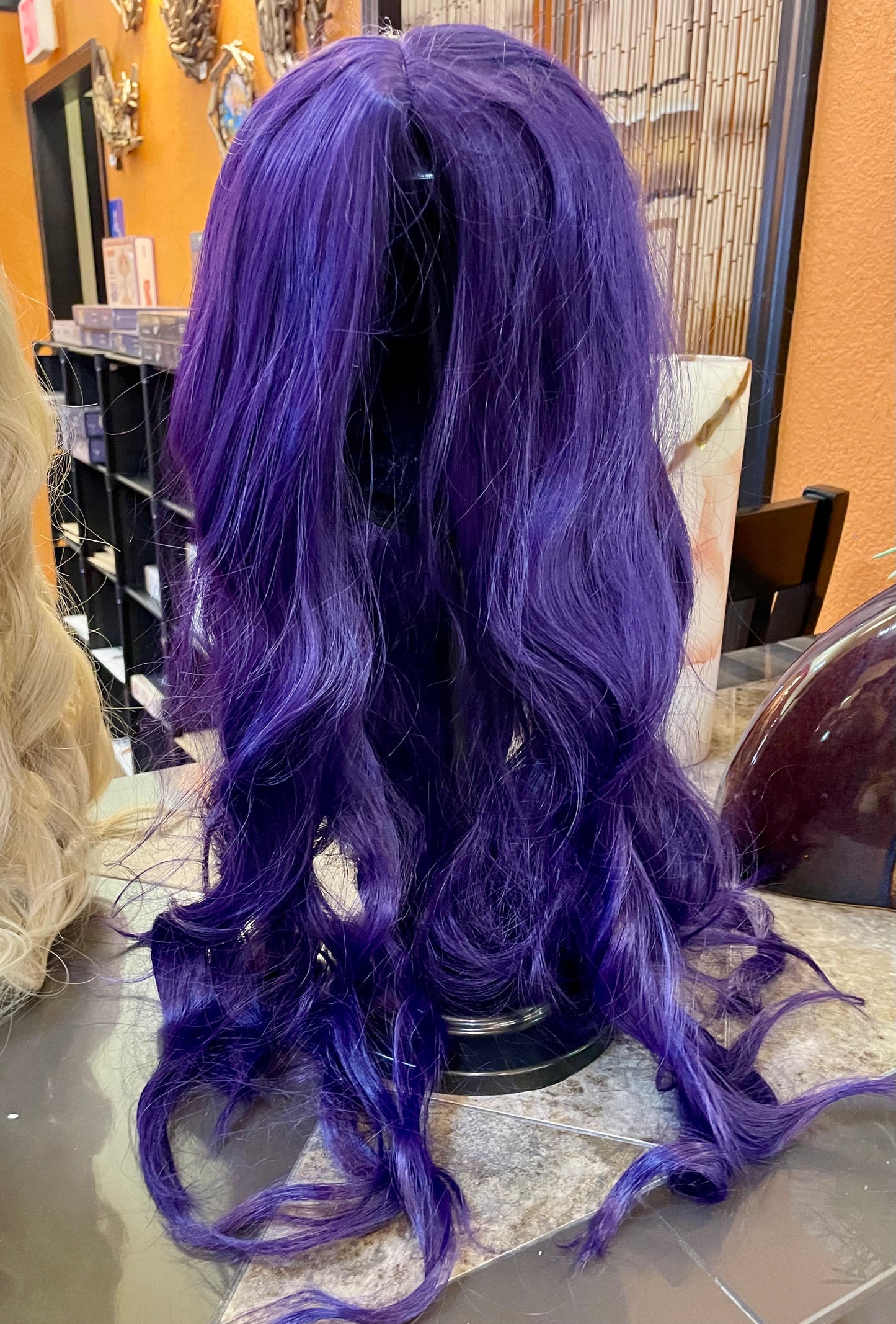 Purple Long Wig For Parties And Cosplay With Vibrant Color