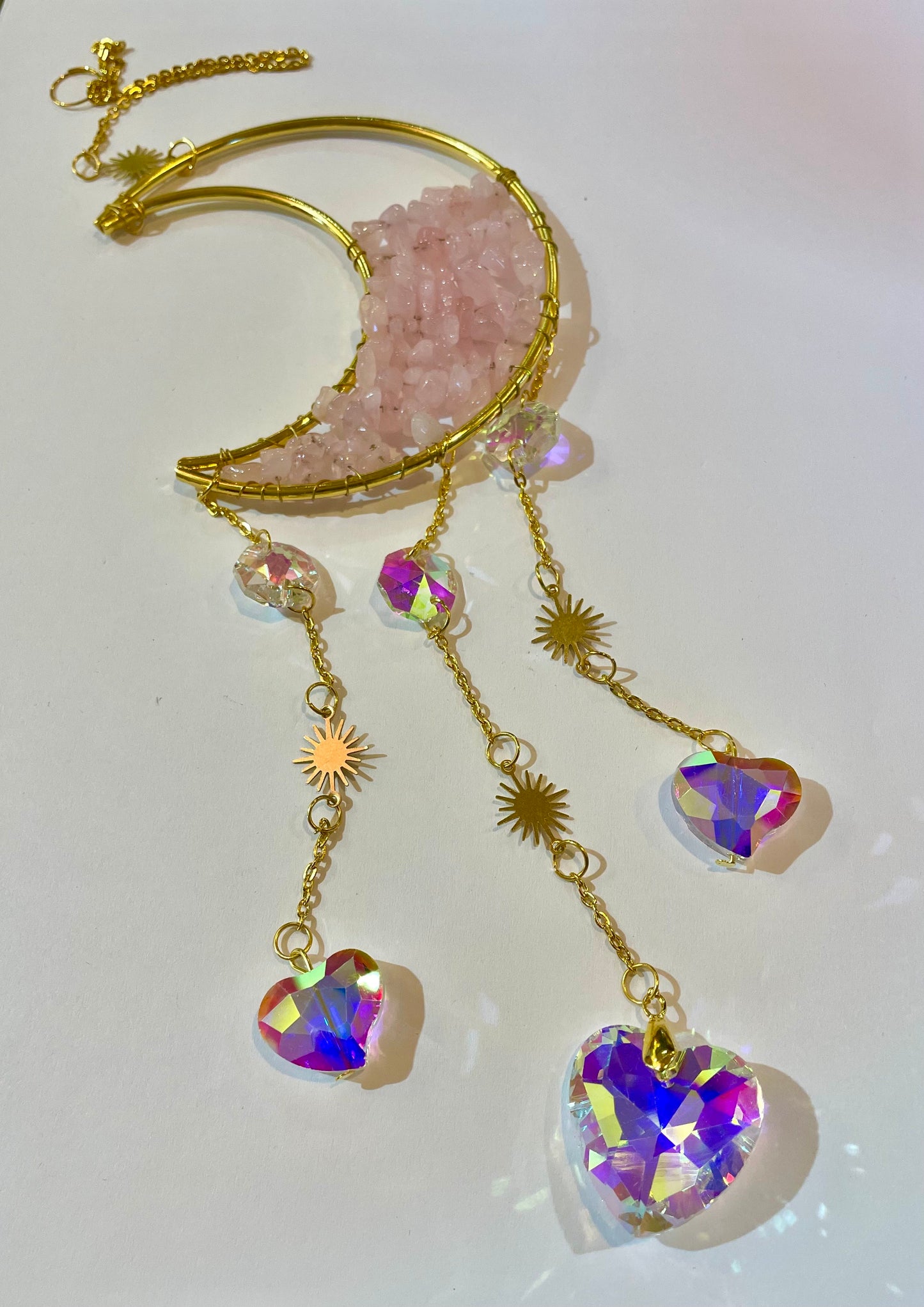 Moon Crystal and Stone Sun Catcher by The Enchanted Bazaar