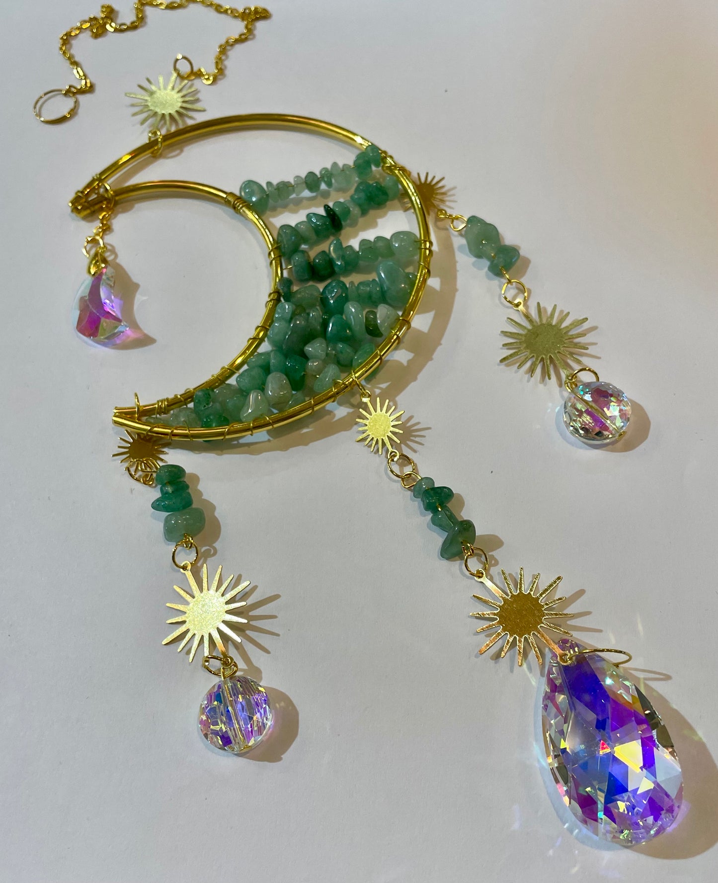 Moon Crystal and Stone Sun Catcher by The Enchanted Bazaar