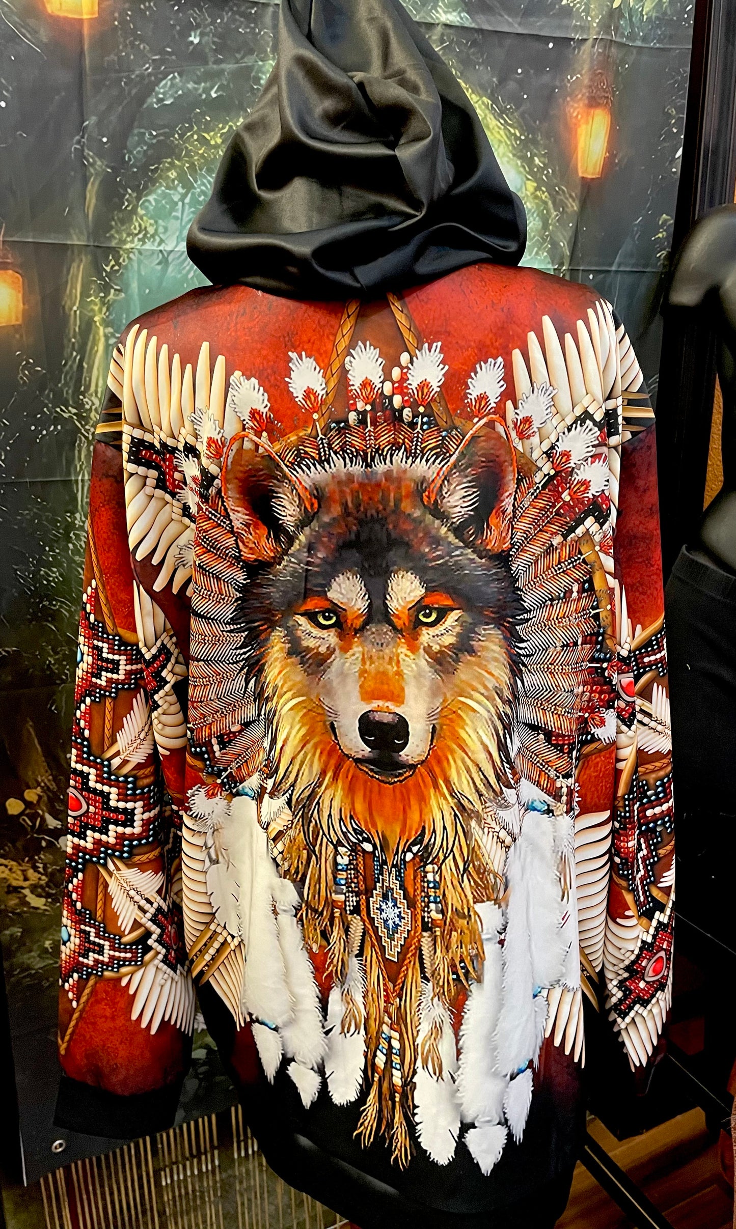 Wolf Zip Up Hoodie With Bold Wolf Graphic Cozy Fleece Jacket For Adventure Lovers