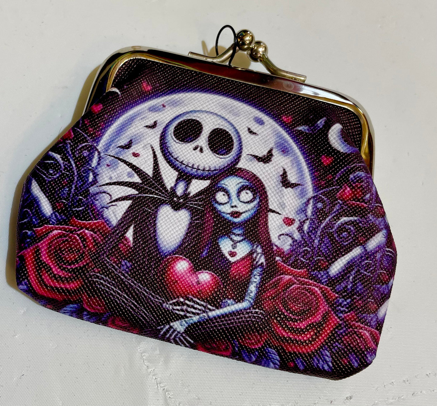 Jack and Sally Coin Purse Halloween Themed Accessory for Coins Cards and Small Treasures