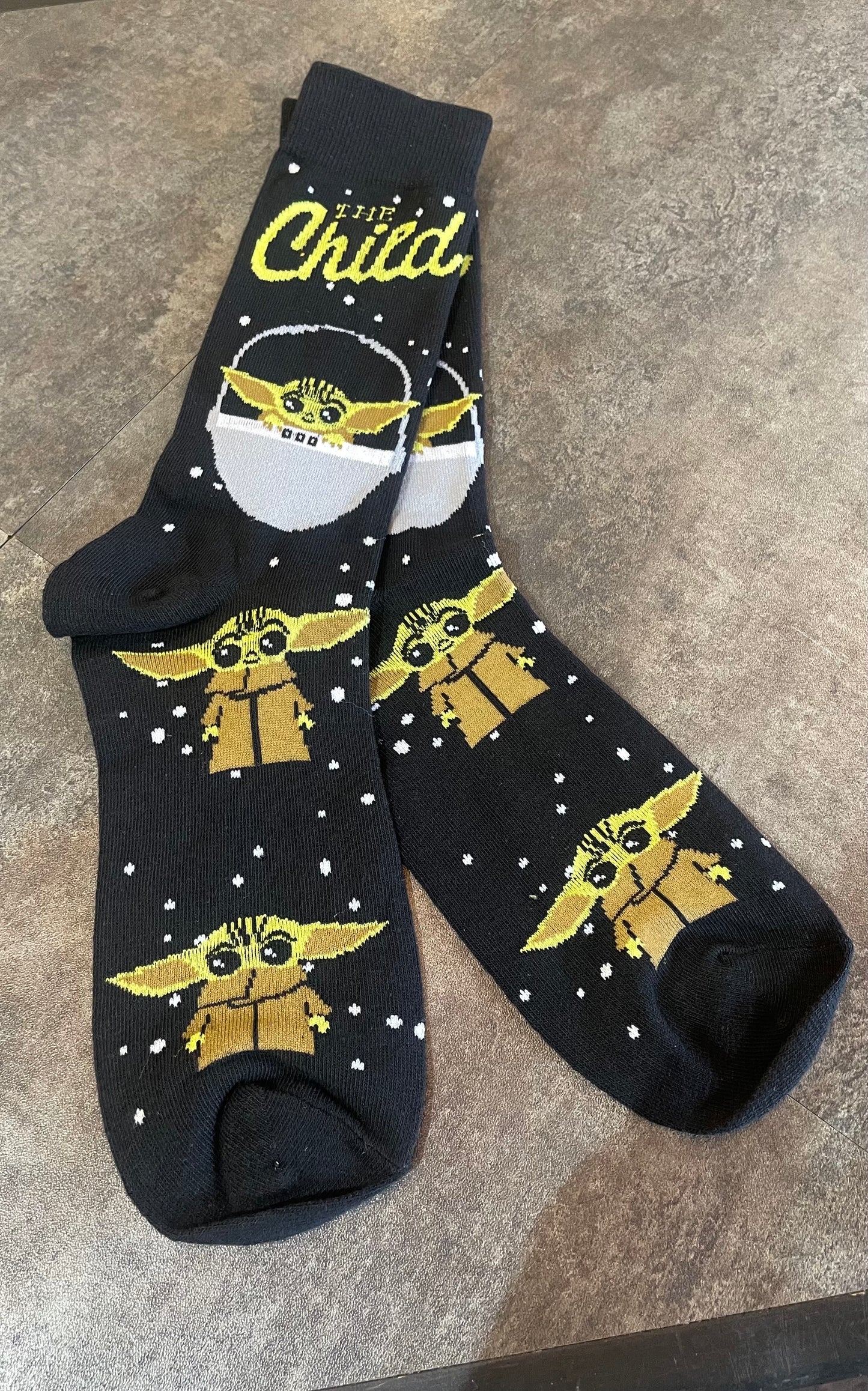 Baby Yoda Calf High Socks Soft Stretch Knit Galaxy Themed for Star Wars Fans