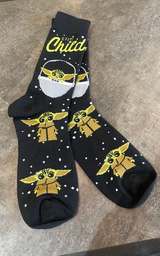 Baby Yoda Calf High Socks Soft Stretch Knit Galaxy Themed for Star Wars Fans