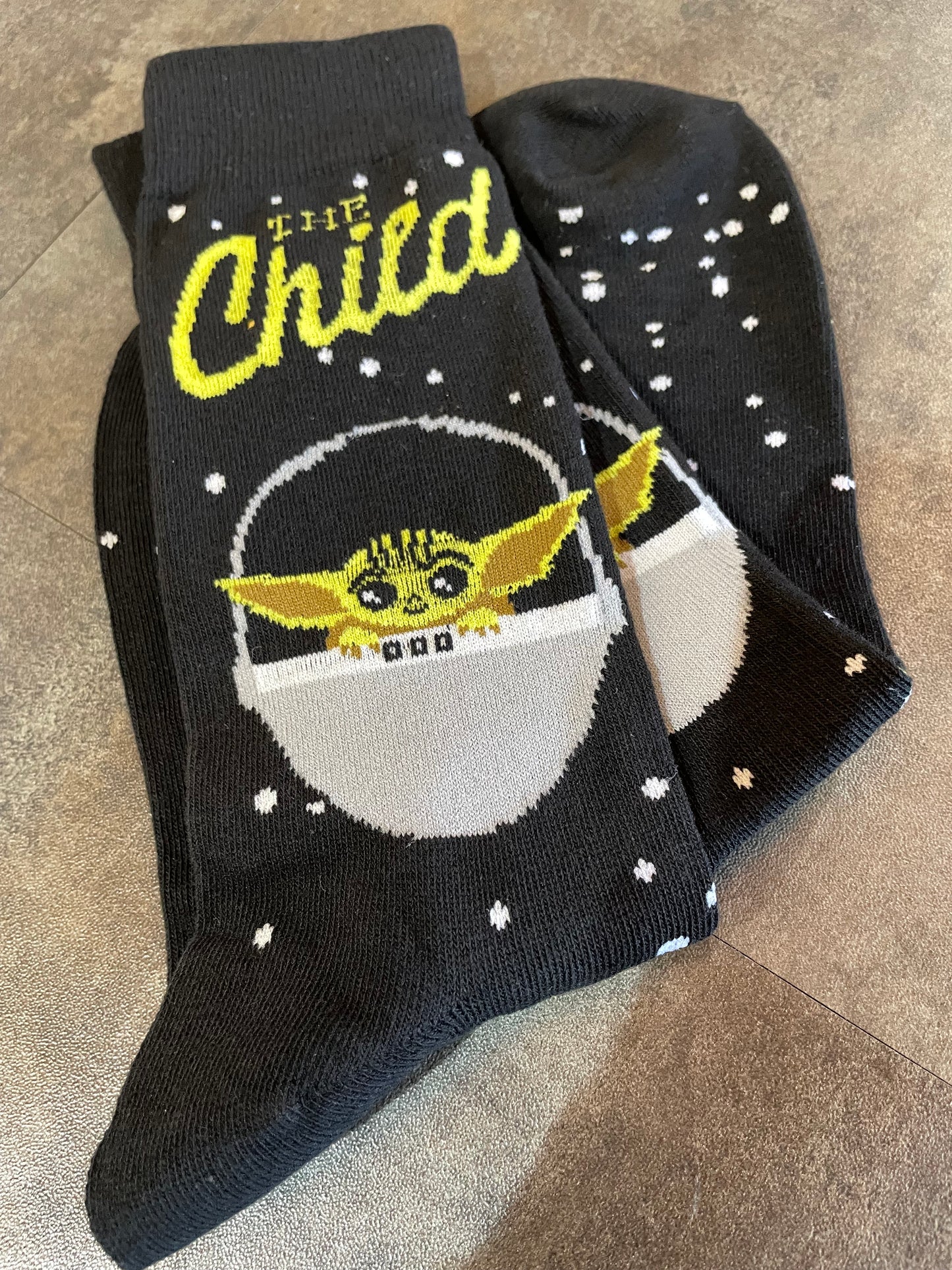 Baby Yoda Calf High Socks Soft Stretch Knit Galaxy Themed for Star Wars Fans