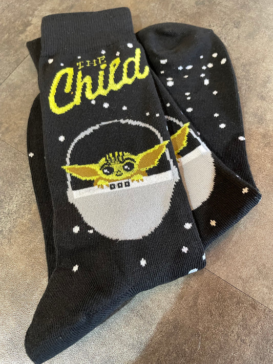 Baby Yoda Calf High Socks Soft Stretch Knit Galaxy Themed for Star Wars Fans
