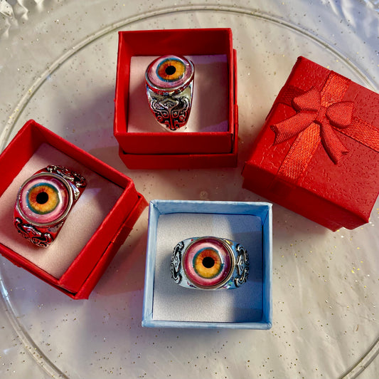Eye of the Dark Lore Ring with Mystical Eye Symbol for Occult Jewelry