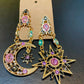 Star Moon Blingy Post Earrings Shimmering Celestial Sparkle Studs