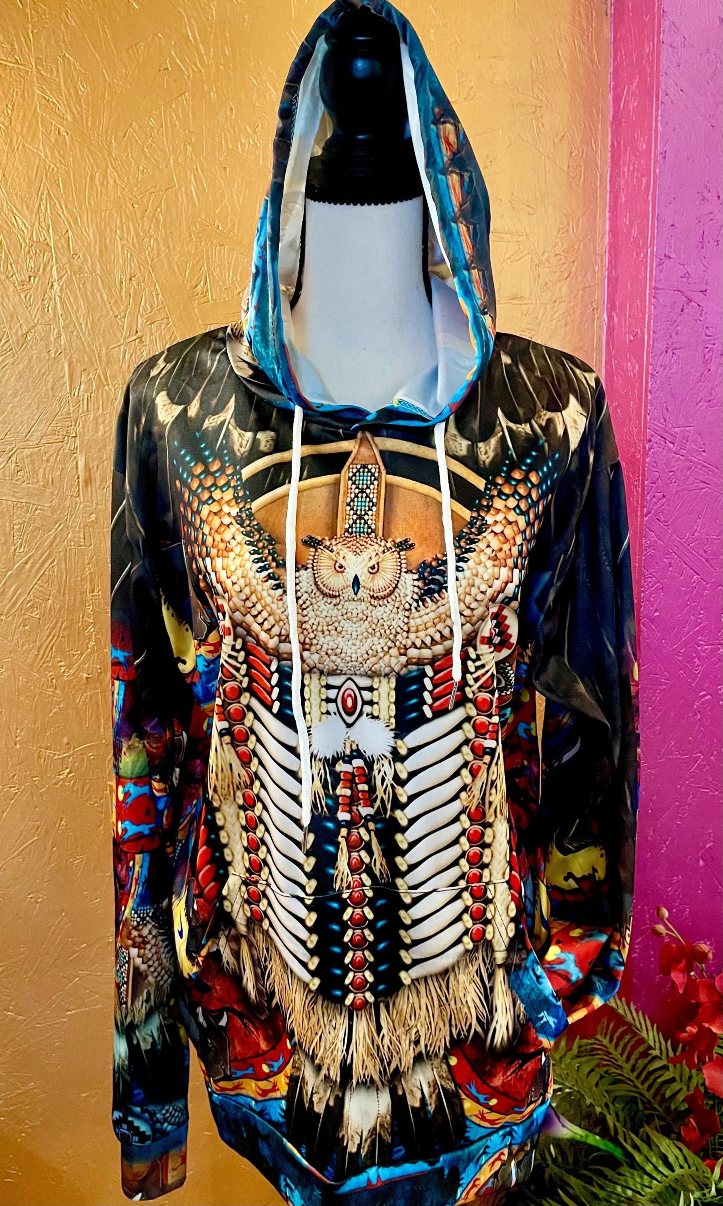 3D Native American Owl Hoodie