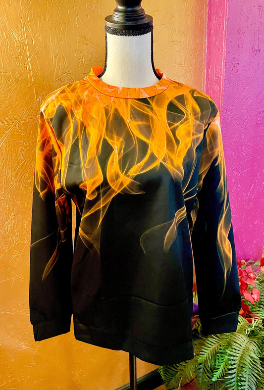 3D Flame Design Long Sleeve Top