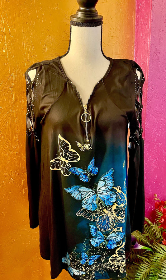 Ladies Cold Shoulder Butterfly Top