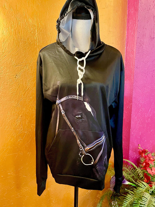 3D Black Horse Hoodie