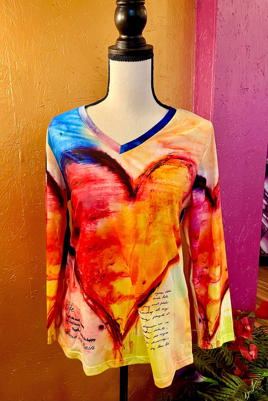 Ladies Multi Colored Heart Design Top