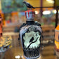 Raven Misty Moon Bottle With LED Lights Handcrafted Glass Art Piece