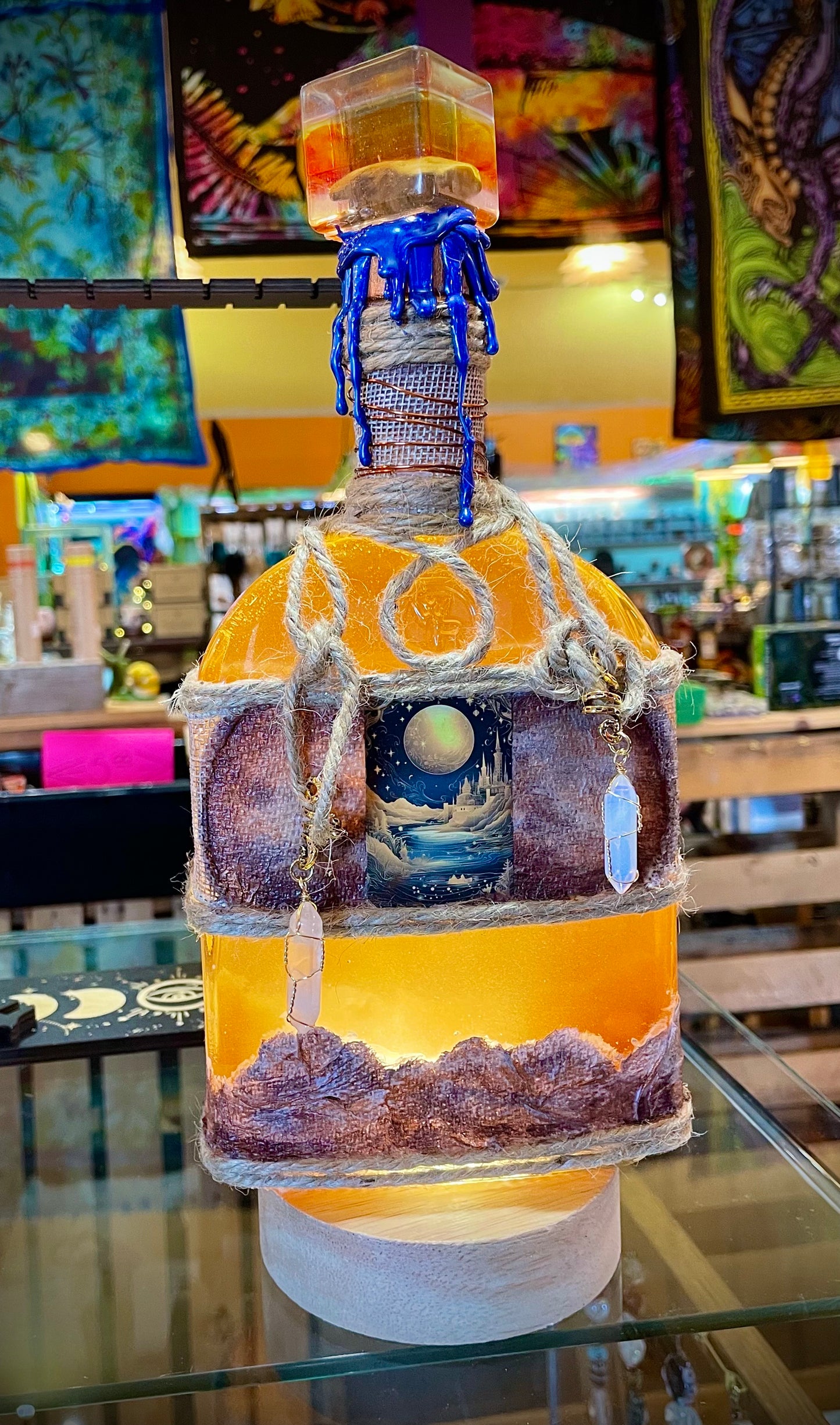 Sacred Moon Crystal Decorative Hand Created Bottle Nickie Bradley