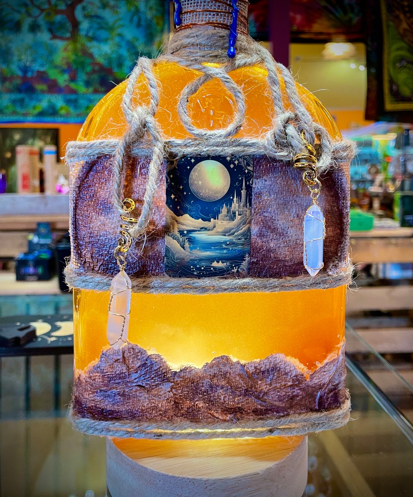 Sacred Moon Crystal Decorative Hand Created Bottle Nickie Bradley