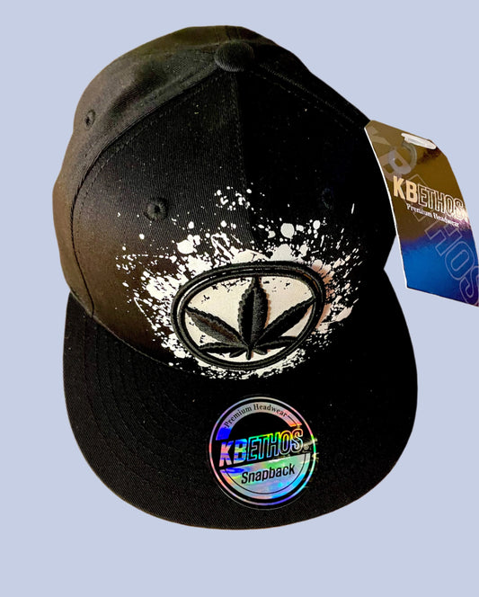 Black Flat Billed Cannabis Hat