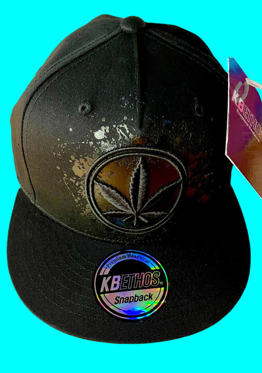 Black Flat Billed Cannabis Hat