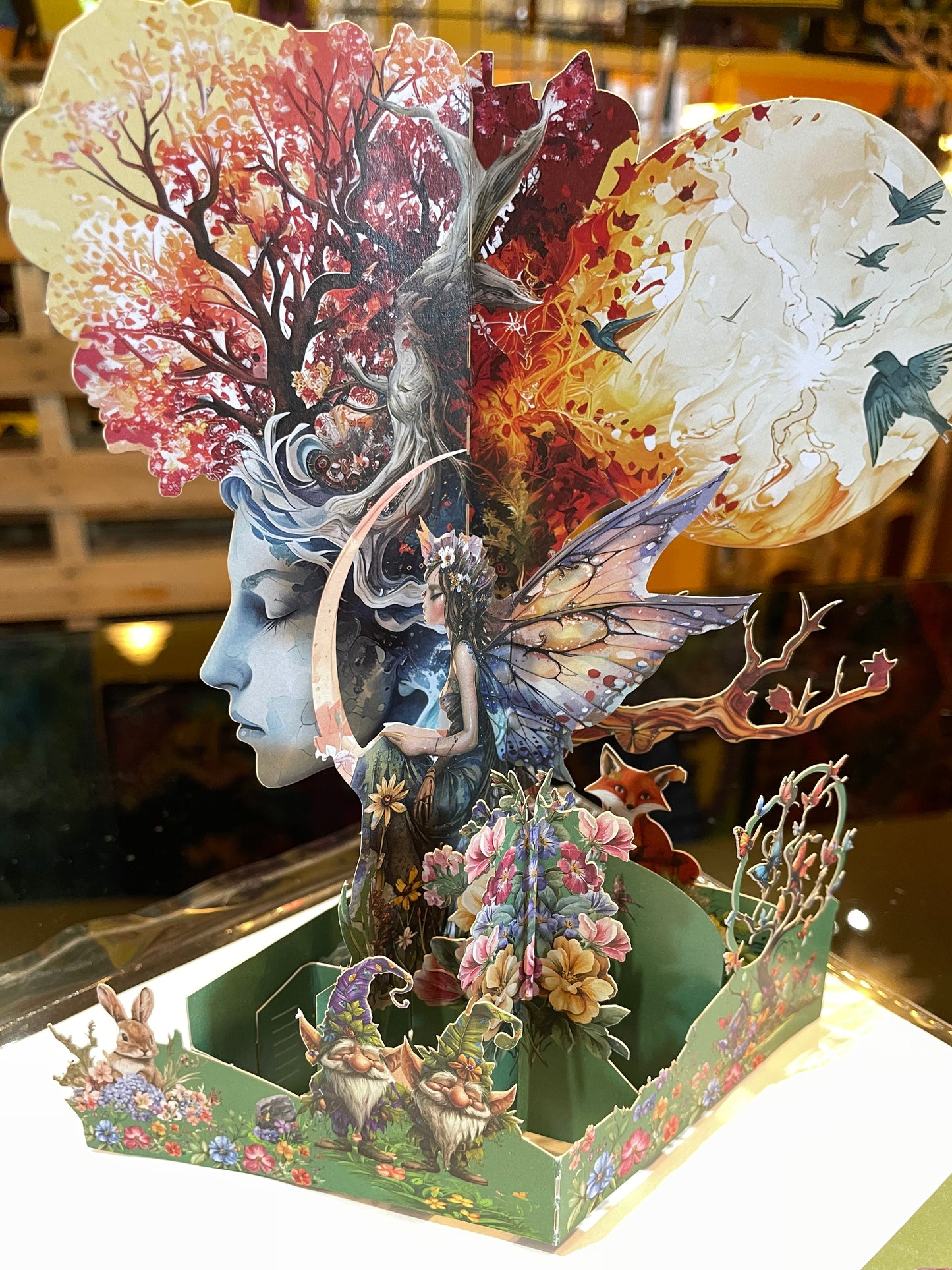 3D Popup Elf Fairyland Greeting Card With Whimsical Elves