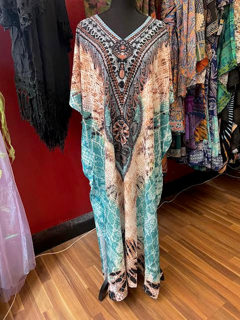 Boho Native Aqua Coverup for Beach and Poolside Style