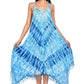 V Neck Fairytale Tie Dye Dress with Embroidered Neck and Fringes