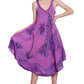 Tropical Palm Tree V Neck Tie Dye Umbrella Dress 19319