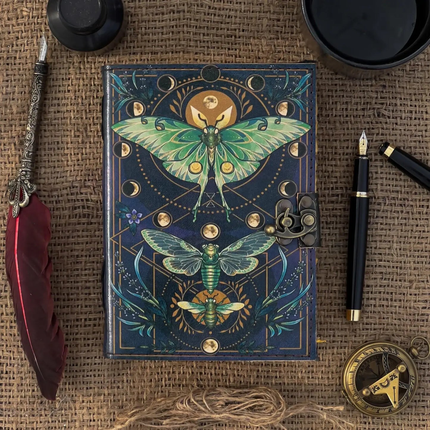 Leather Journal Vintage Notebook With Butterfly Print