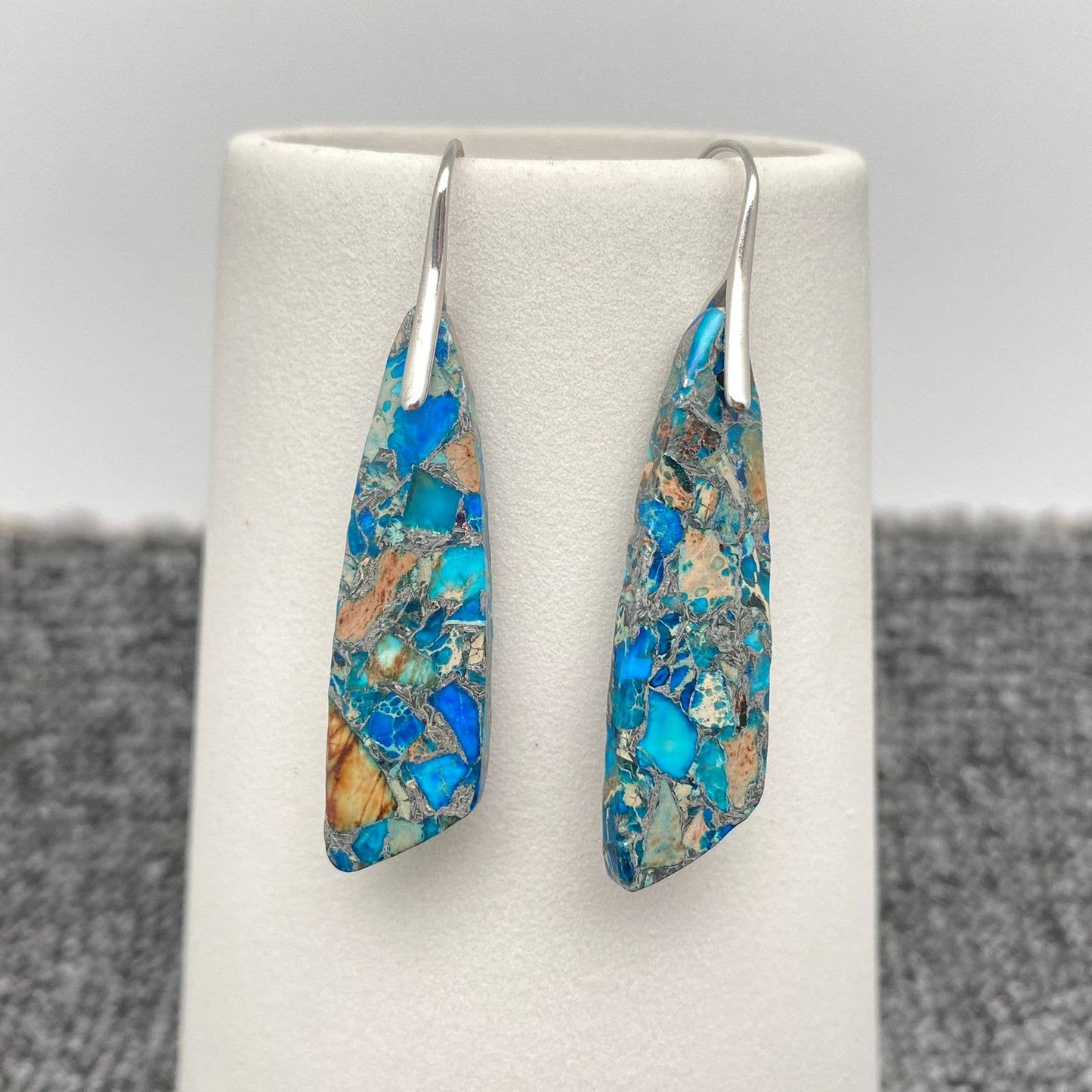 Colored Emperor Stone Geometric Agate Chakra Earrings Copper Nickel Free Lead Free Stylish Dainty Jewelry Gift For Her