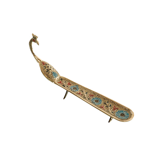 Brass Incense Burner (9.75 in.) - Peacock