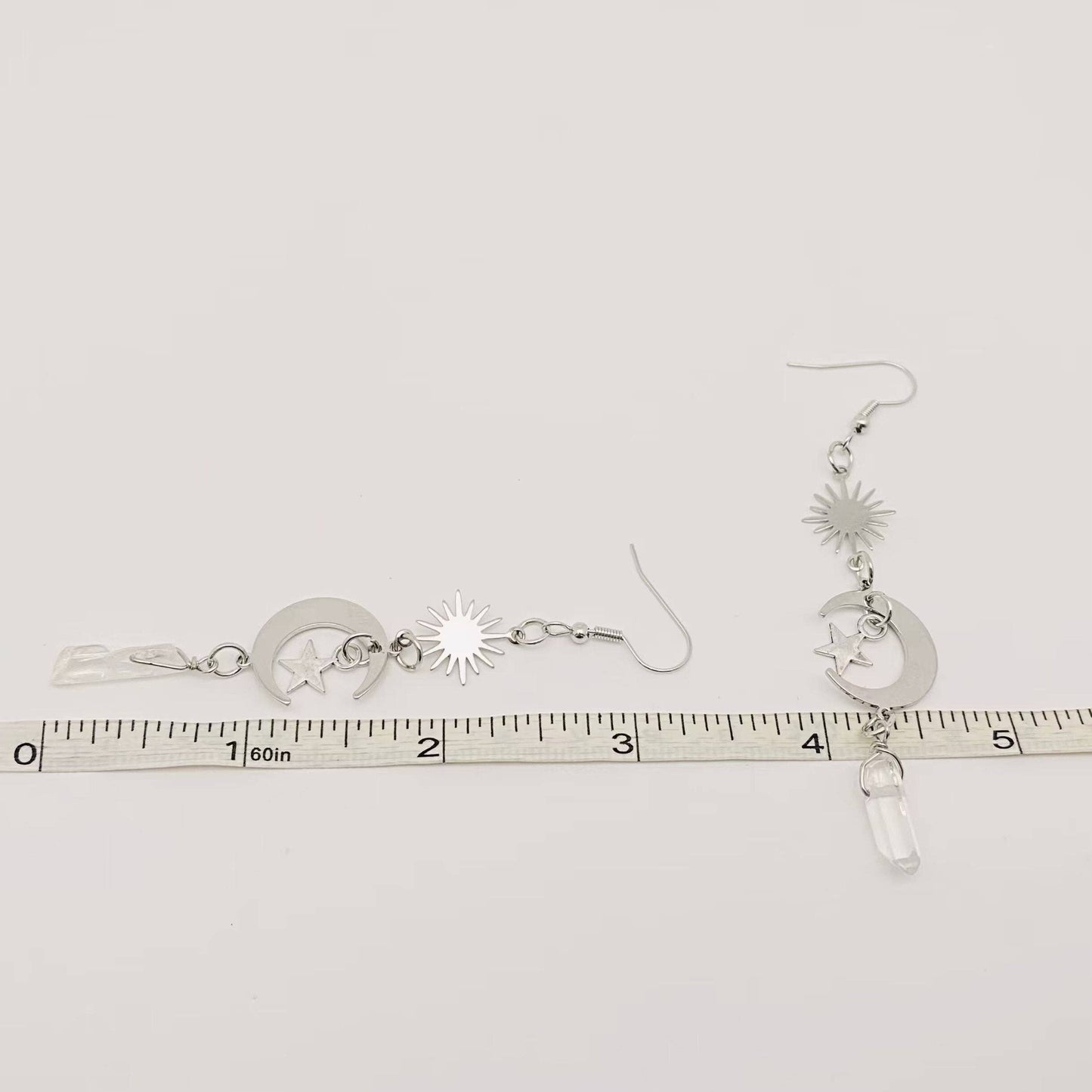 Silver Moon And Stars Earings