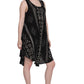 Umbrella Dress in Black with Natural Block Print