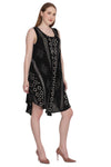 Umbrella Dress in Black with Natural Block Print