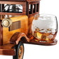 Old Fashioned Car Whiskey Decanter Set With Two Tumbler Glasses Large 750 Ml Capacity Limited Edition For Bar