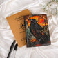 Leather Journal Blank Vintage Notebook With Crow UV Print Travel Gift Writers
