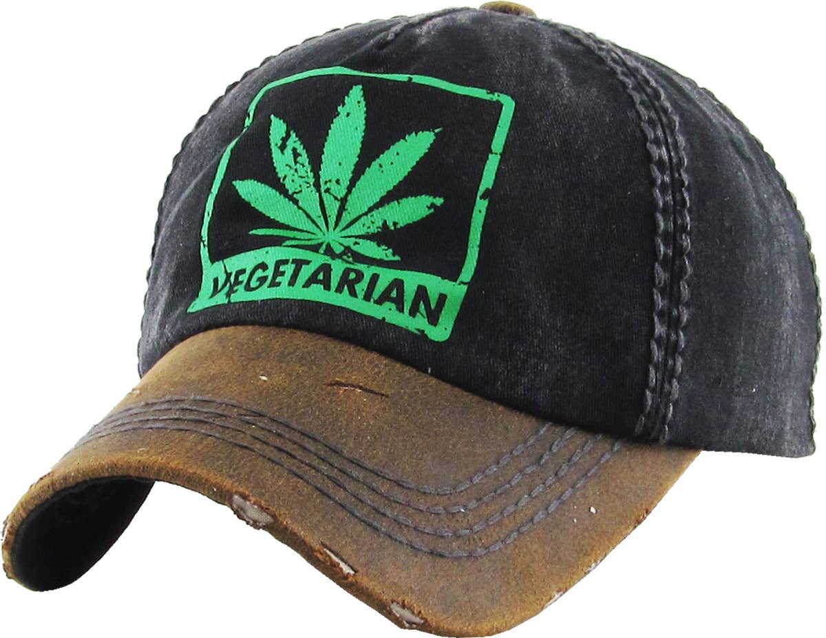 MARIJUANA LEAF VEGETERIAN VINTAGE BALLCAP