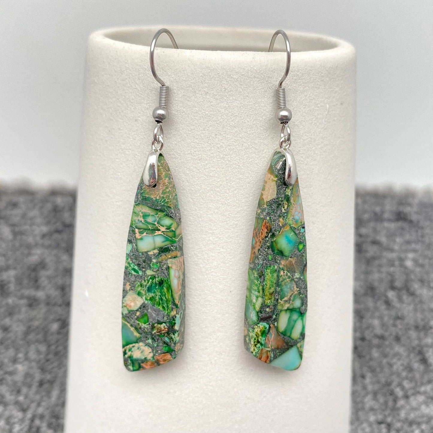 Colored Emperor Stone Geometric Agate Chakra Earrings Copper Nickel Free Lead Free Stylish Dainty Jewelry Gift For Her