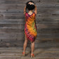 Boho Hippie Fringe Mini Dress Hand Tie Dye, Flowy, Soft