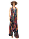 Rayon Blue Multi Patchwork Boho Sun Dress - KTY504