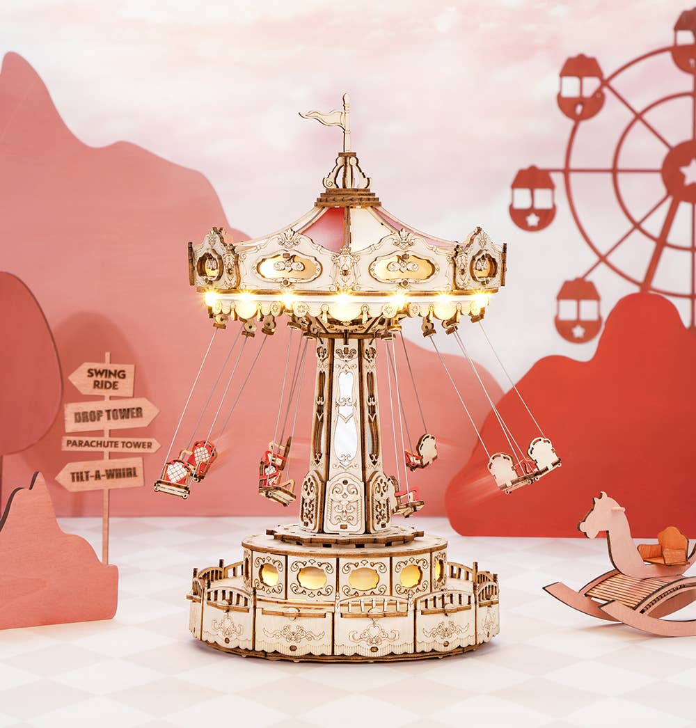 3D Wooden Puzzles DIY Music Box Swing Ride