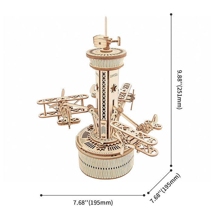 DIY 3D Starry Night Wooden Airplane Assembly Music Box