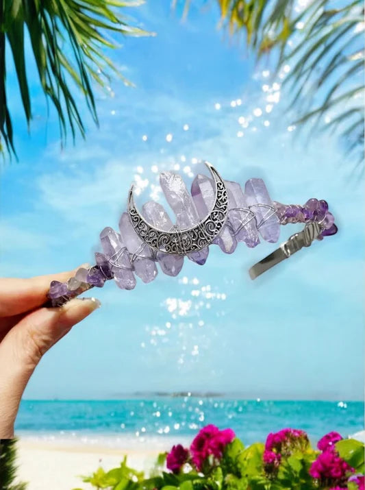 Amethyst Crystal Headband For Women Boho Hair Accessory