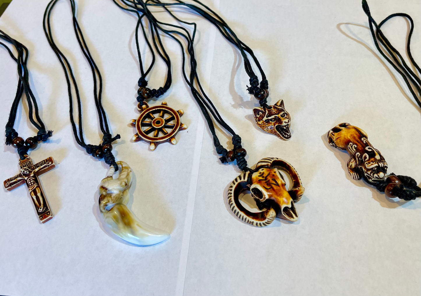 Carved Animal Bone Necklaces Handcrafted Artisanal Jewelry