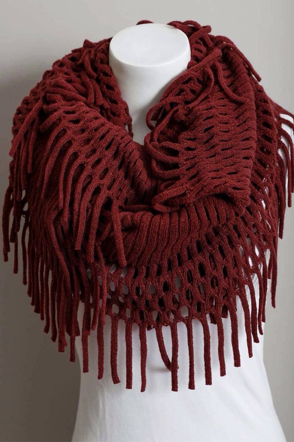 Tassel Fringe Knit Infinity Scarf – Cozy & Stylish 🧣