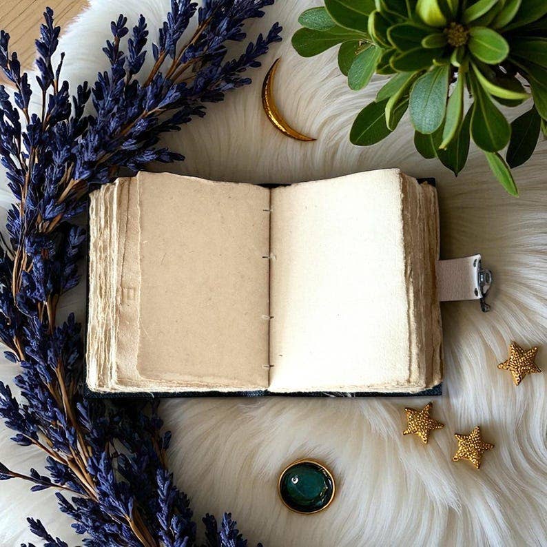 Handmade Leather Journal Blank Vintage Notebook With Mushroom Print Gift Idea