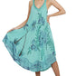 Tropical Palm Tree V Neck Tie Dye Umbrella Dress 19319