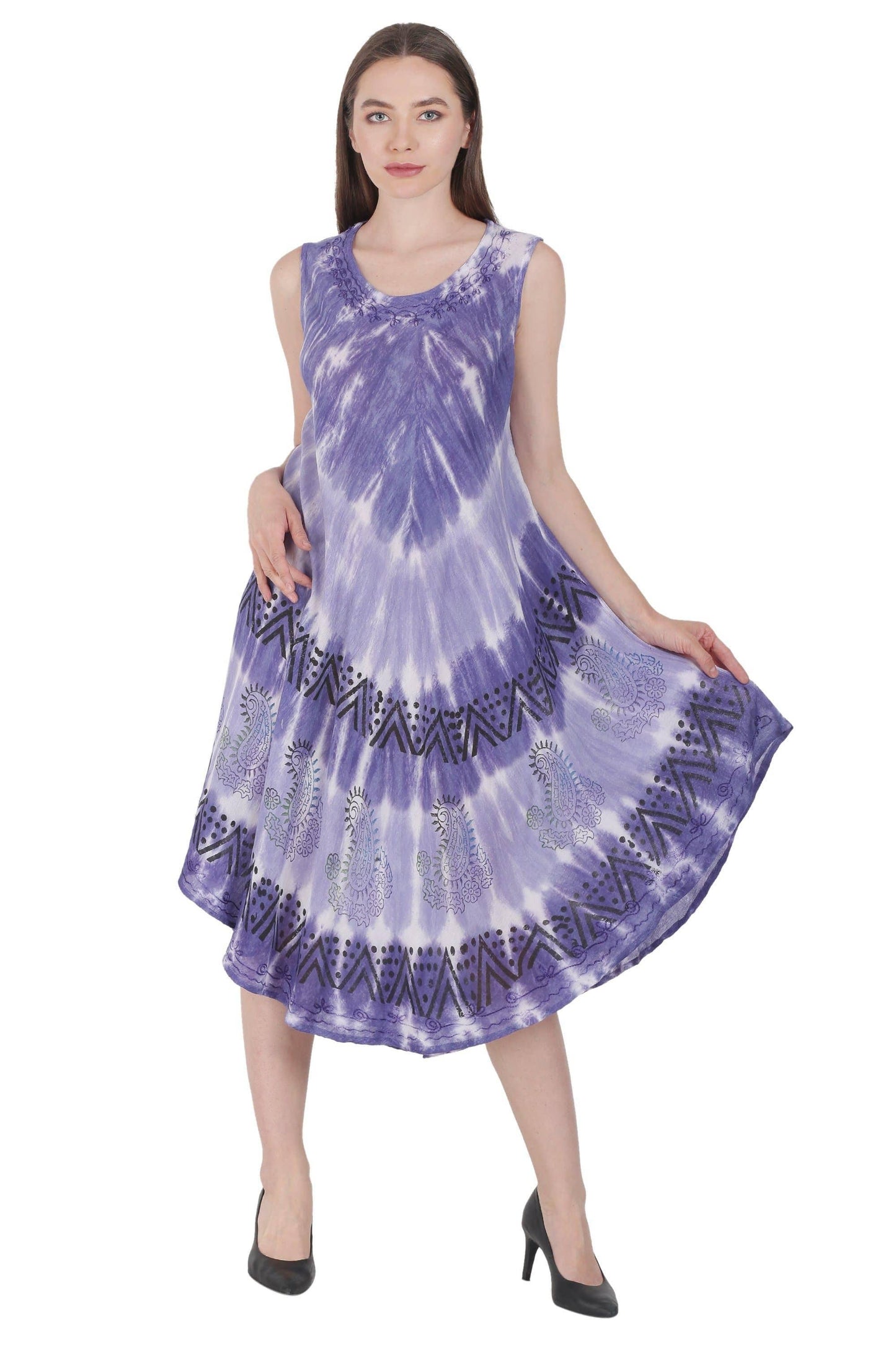 Paisley Block Print Tie Dye Beach Dress