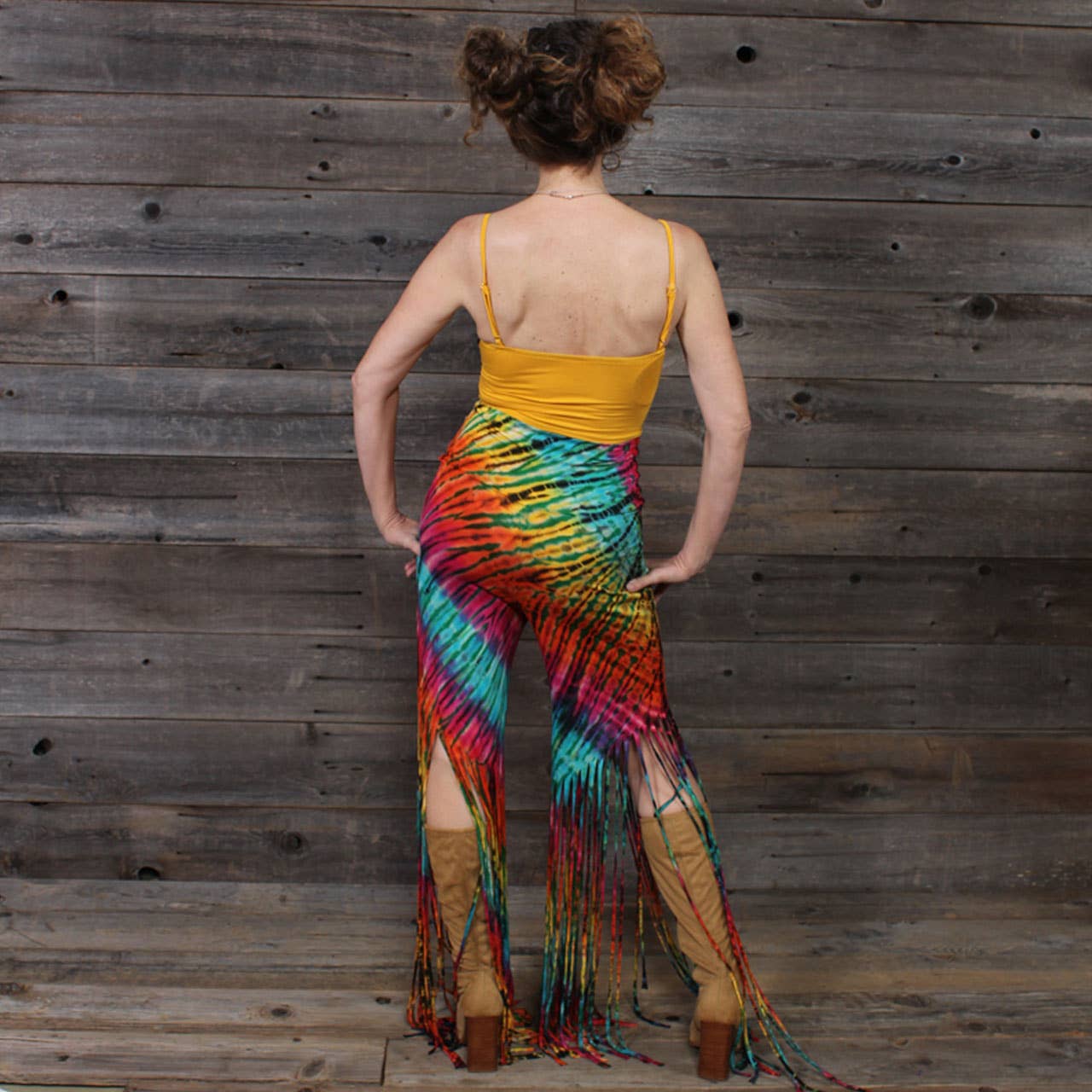 Hand Tie Dyed In Bright Colors Fringe Pants- JD23S-3