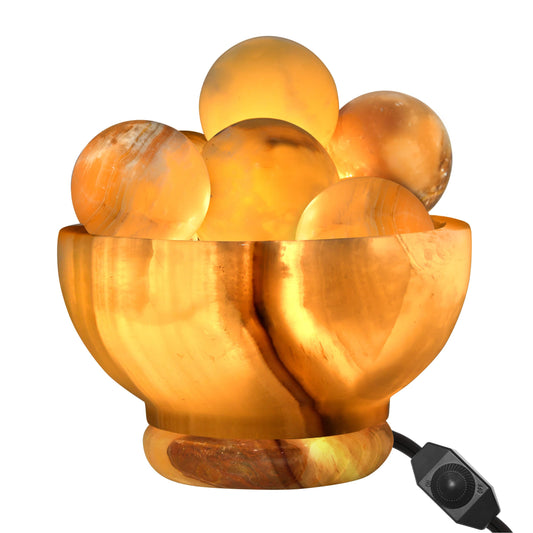 UMAID Onyx Stone Lamp Bowl with 6 Onyx Marble Massage Balls