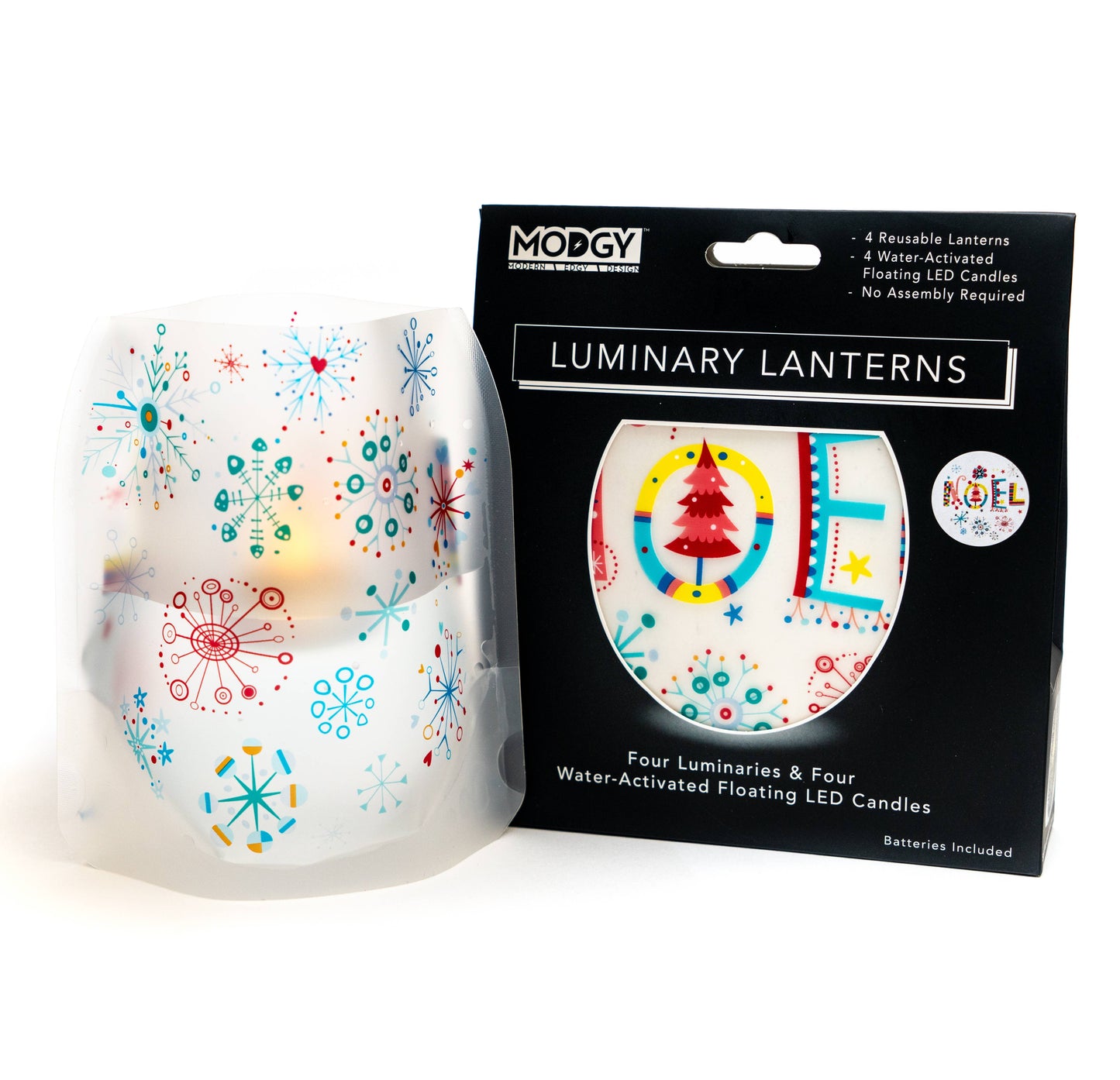 Luminary - Flakey - Christmas Noel with Snowflakes