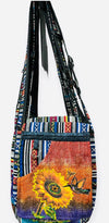 Cotton Hemp Hummingbird Sun Flowers Mini Bag RIB3003